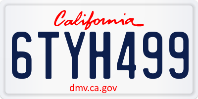 CA license plate 6TYH499
