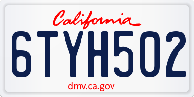 CA license plate 6TYH502