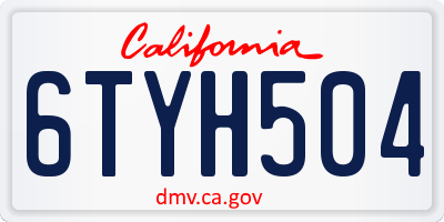 CA license plate 6TYH504