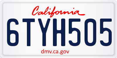 CA license plate 6TYH505
