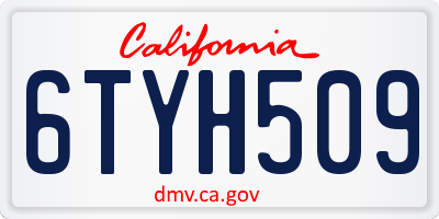 CA license plate 6TYH509