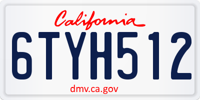 CA license plate 6TYH512