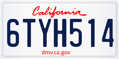 CA license plate 6TYH514