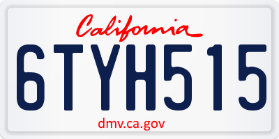 CA license plate 6TYH515