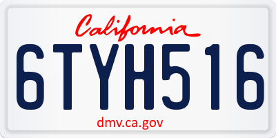 CA license plate 6TYH516