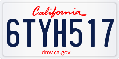 CA license plate 6TYH517