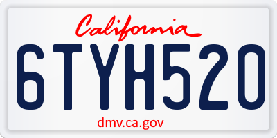 CA license plate 6TYH520