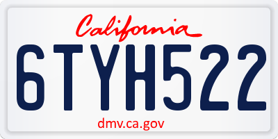 CA license plate 6TYH522