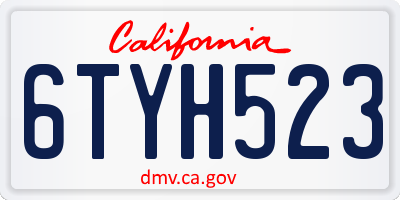CA license plate 6TYH523