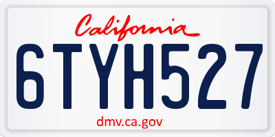 CA license plate 6TYH527