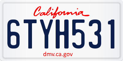 CA license plate 6TYH531