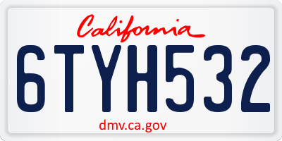 CA license plate 6TYH532
