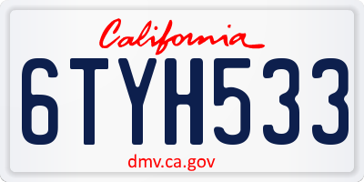 CA license plate 6TYH533