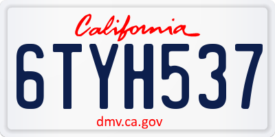 CA license plate 6TYH537