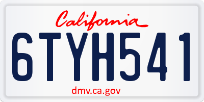CA license plate 6TYH541