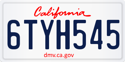 CA license plate 6TYH545