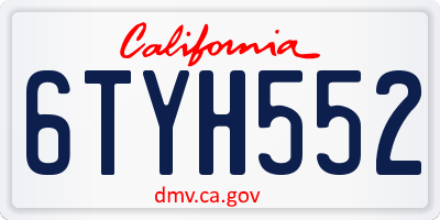 CA license plate 6TYH552