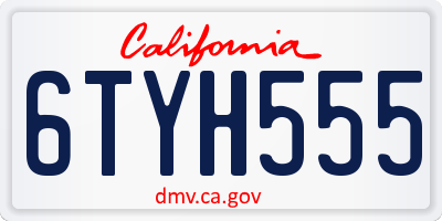 CA license plate 6TYH555