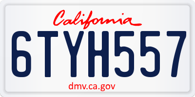 CA license plate 6TYH557