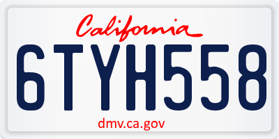 CA license plate 6TYH558