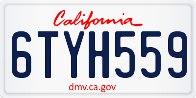 CA license plate 6TYH559