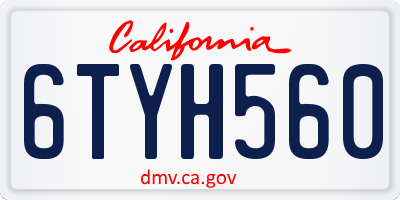 CA license plate 6TYH560