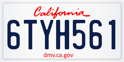 CA license plate 6TYH561