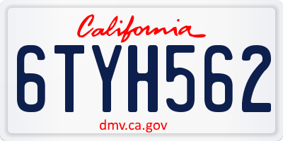 CA license plate 6TYH562