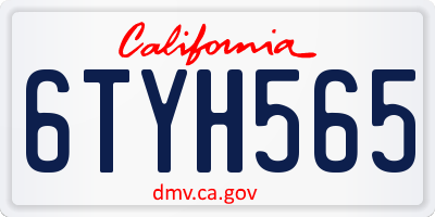 CA license plate 6TYH565