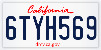 CA license plate 6TYH569