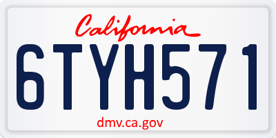 CA license plate 6TYH571
