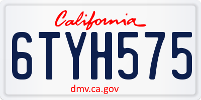 CA license plate 6TYH575