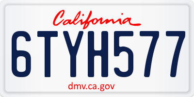 CA license plate 6TYH577