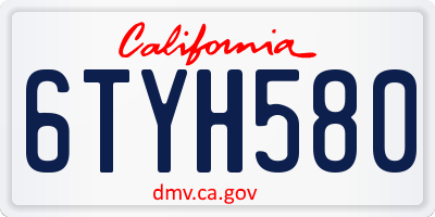 CA license plate 6TYH580