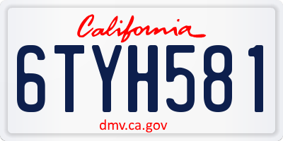 CA license plate 6TYH581