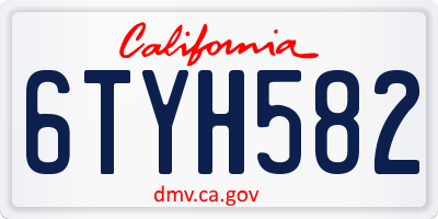 CA license plate 6TYH582