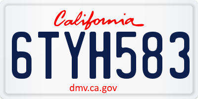 CA license plate 6TYH583