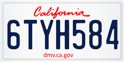 CA license plate 6TYH584