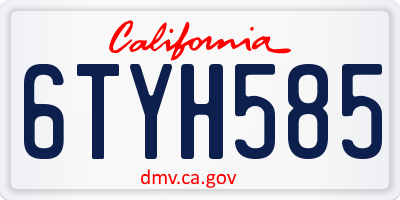 CA license plate 6TYH585