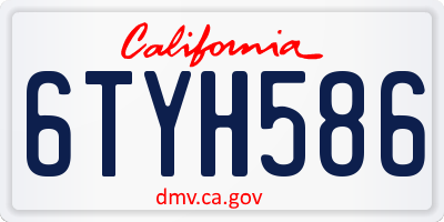 CA license plate 6TYH586