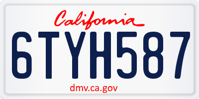 CA license plate 6TYH587