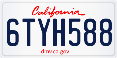 CA license plate 6TYH588