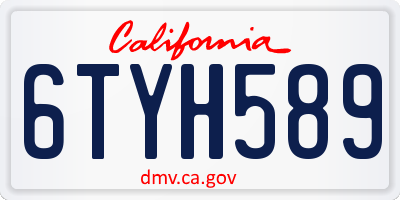 CA license plate 6TYH589