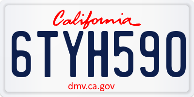 CA license plate 6TYH590