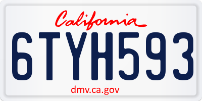 CA license plate 6TYH593