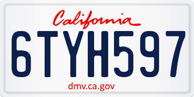 CA license plate 6TYH597