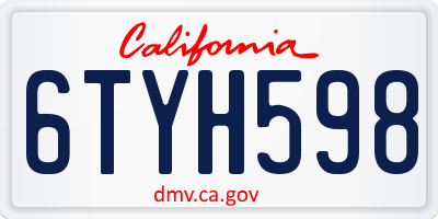 CA license plate 6TYH598