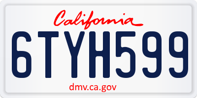 CA license plate 6TYH599