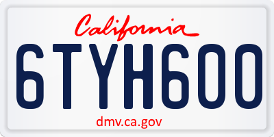 CA license plate 6TYH600