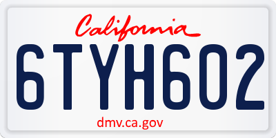 CA license plate 6TYH602